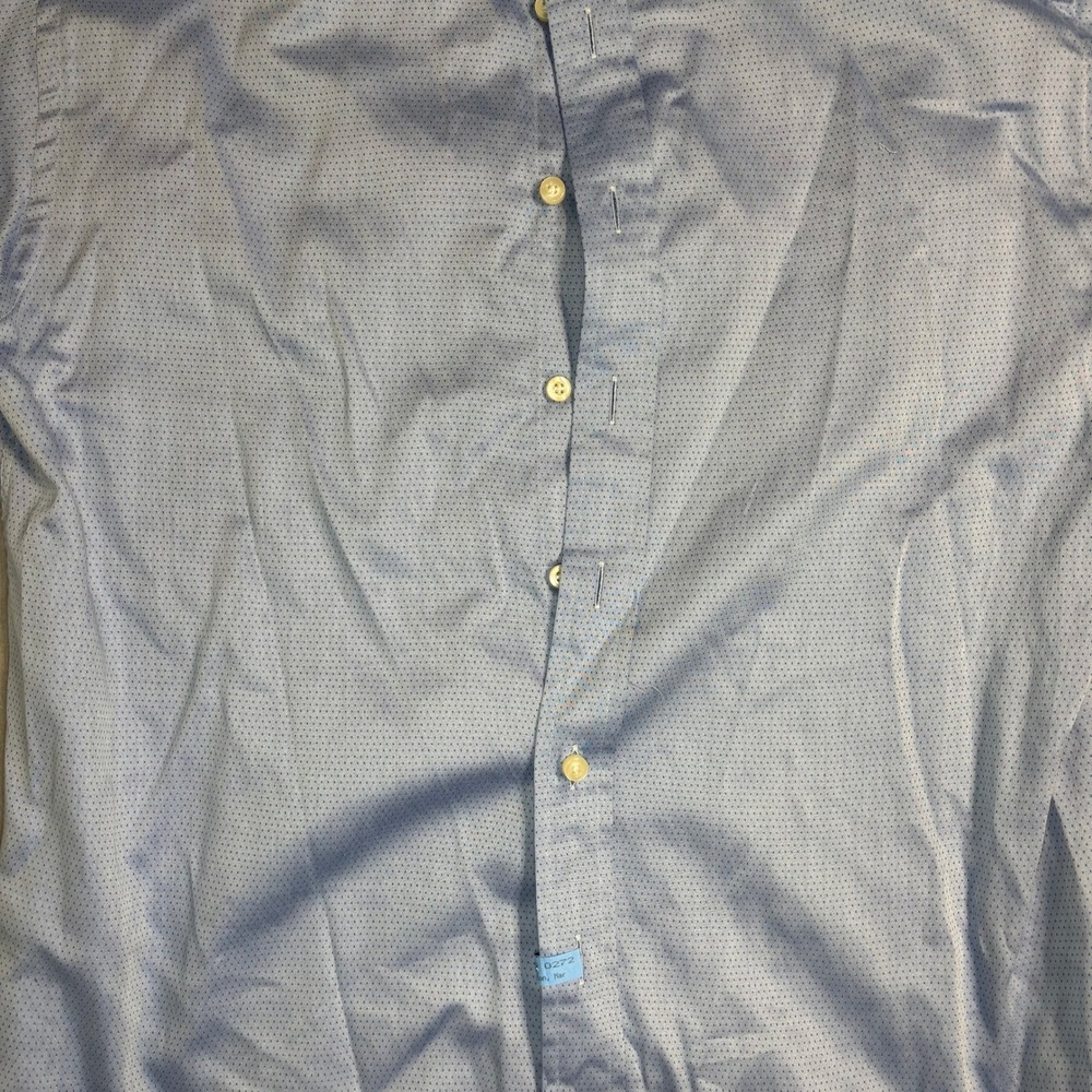 RUFUS Men's Blue Micro-Dot Dress Shirt L 100% Cotton USA - Picture 6 of 16